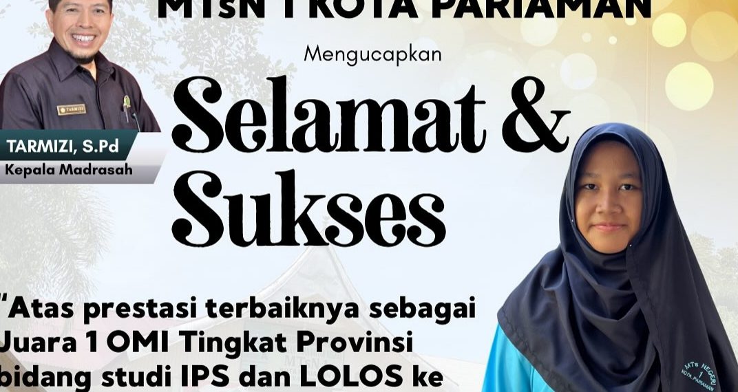 Siswi MTsN 1 Pariaman Juara 1 Olimpiade Tingkat Sumbar, Lolos ke Tingkat Nasional